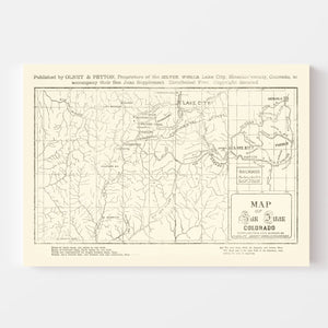 Vintage Map of San Juan, Colorado 1877