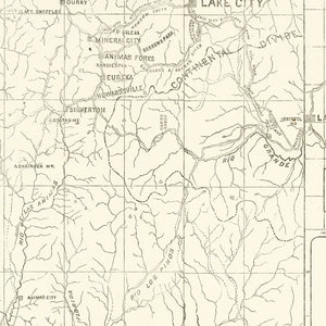 Vintage Map of San Juan, Colorado 1877