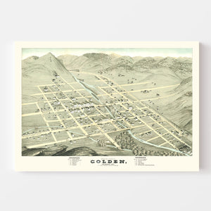 Vintage Map of Golden, Colorado 1873