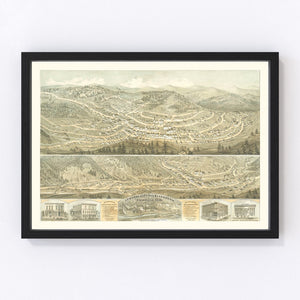 Vintage Map of Central City & Blackhawk, Colorado 1873