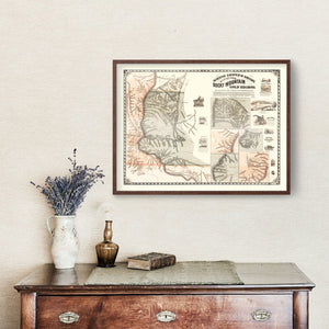 Vintage Rocky Mountain Gold Regions Map 1861