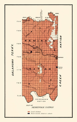 Vintage Seminole Nation Map 1903