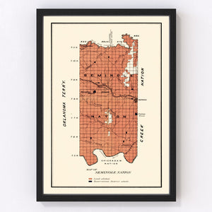 Vintage Seminole Nation Map 1903