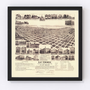 Vintage Map of Guthrie, Oklahoma 1891