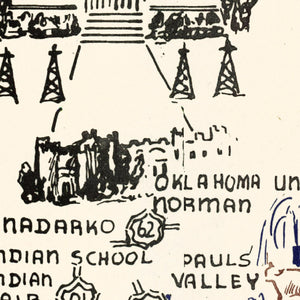 Vintage Map of Oklahoma 1940