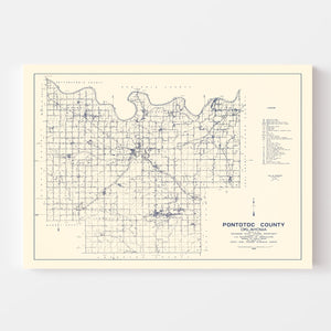 Vintage Map of Pontotoc County, Oklahoma 1936