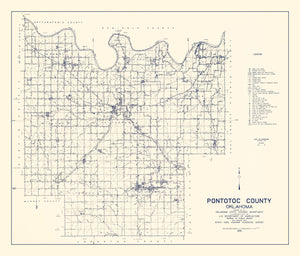 Vintage Map of Pontotoc County, Oklahoma 1936