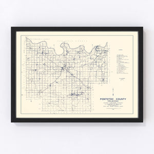 Vintage Map of Pontotoc County, Oklahoma 1936