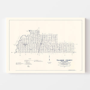 Vintage Map of Tillman County, Oklahoma 1936