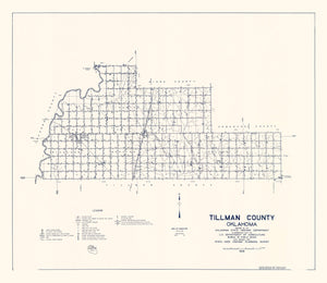 Vintage Map of Tillman County, Oklahoma 1936