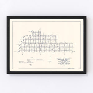 Vintage Map of Tillman County, Oklahoma 1936