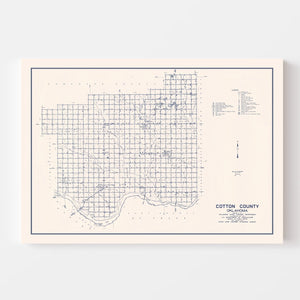 Vintage Map of Cotton County, Oklahoma 1936