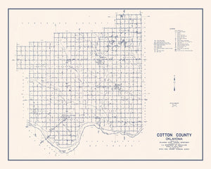 Vintage Map of Cotton County, Oklahoma 1936