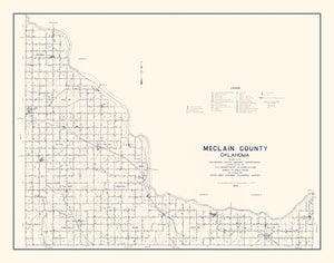 Vintage Map of McClain County, Oklahoma 1936