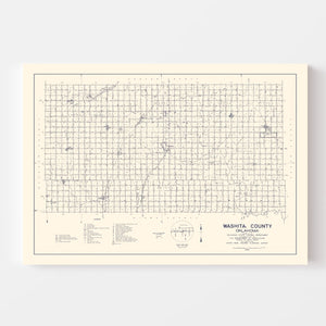 Vintage Map of Washita County, Oklahoma 1936