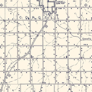 Vintage Map of Washita County, Oklahoma 1936