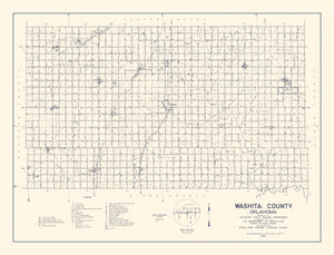 Vintage Map of Washita County, Oklahoma 1936