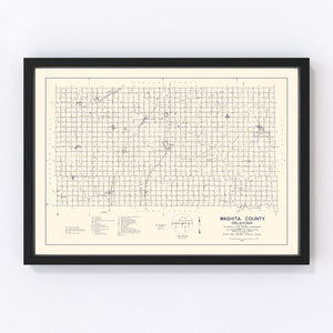 Vintage Map of Washita County, Oklahoma 1936