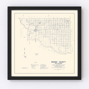 Vintage Map of Woods County, Oklahoma 1936