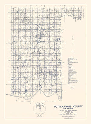 Vintage Map of Pottawatomie County, Oklahoma 1936