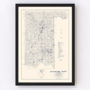 Vintage Map of Pottawatomie County, Oklahoma 1936