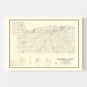 Vintage Map of Muskogee County, Oklahoma 1936