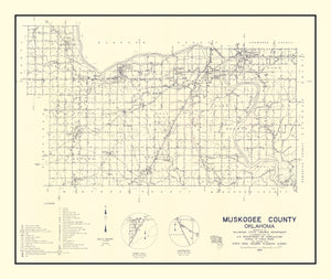 Vintage Map of Muskogee County, Oklahoma 1936