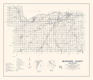 Vintage Map of Oklahoma County, Oklahoma 1936