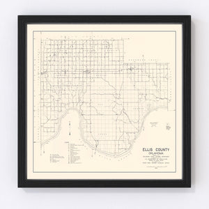 Vintage Map of Ellis County, Oklahoma 1936