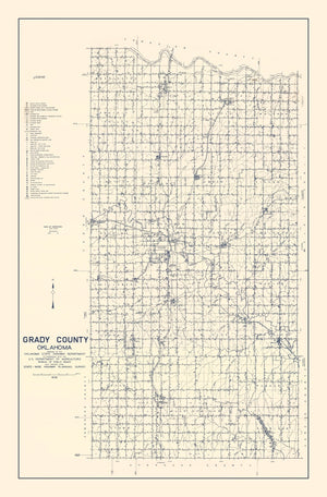 Vintage Map of Grady County, Oklahoma 1936