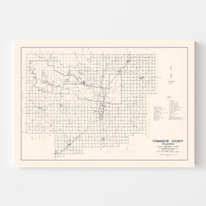 Vintage Map of Comanche County, Oklahoma 1936