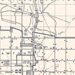 Vintage Map of Comanche County, Oklahoma 1936