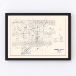 Vintage Map of Comanche County, Oklahoma 1936