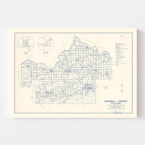 Vintage Map of Haskell County, Oklahoma 1936