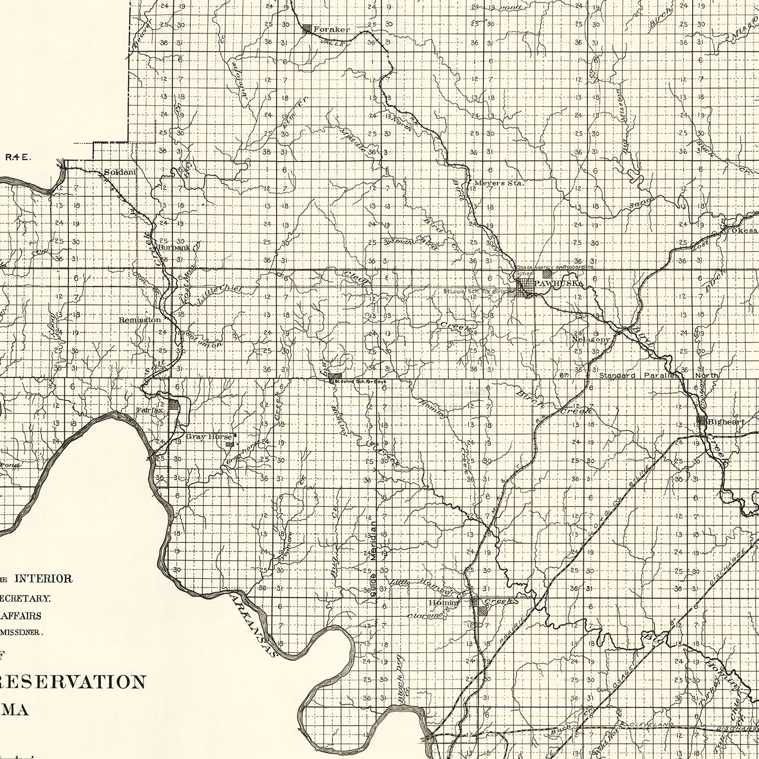 Vintage Osage Indian Reservation Map 1917