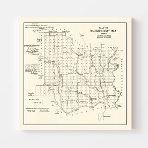 Vintage Map of Wagoner County, Oklahoma 1915