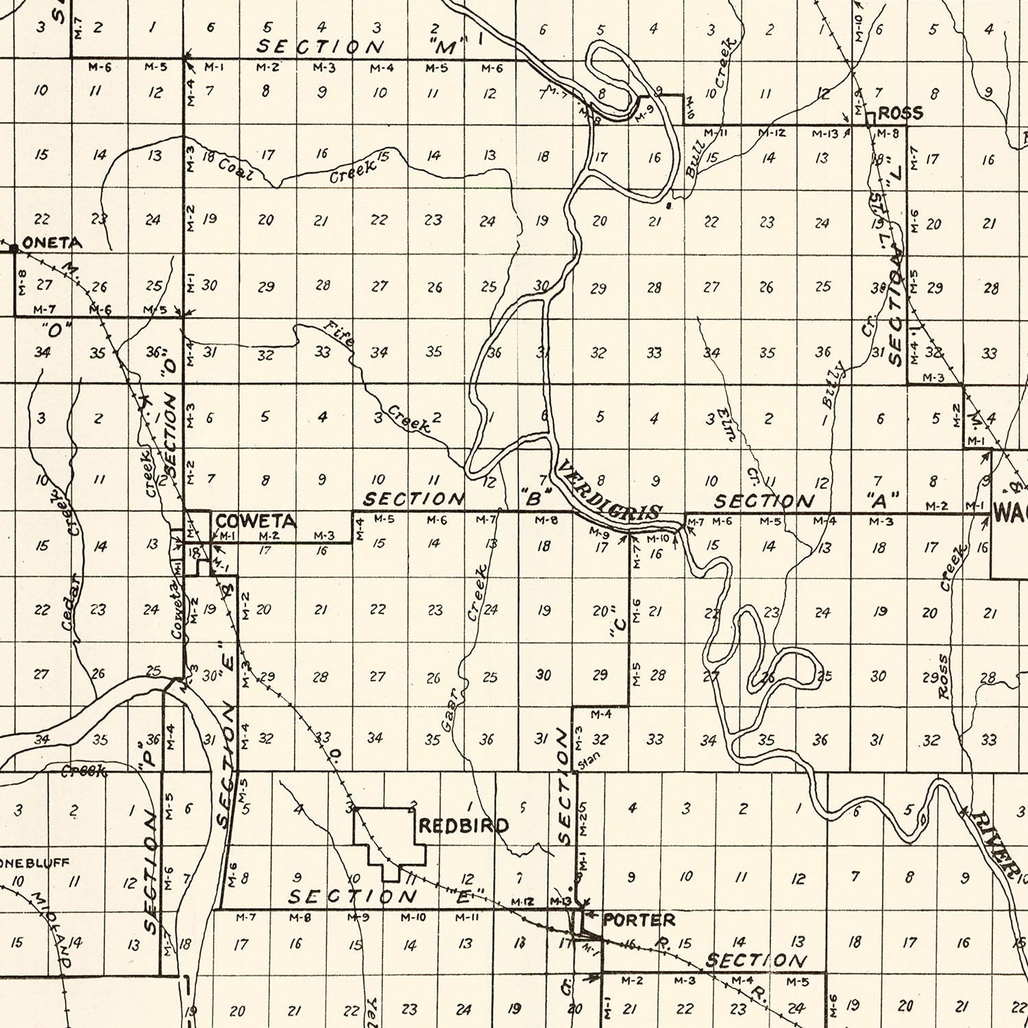 Vintage Map of Wagoner County, Oklahoma 1915