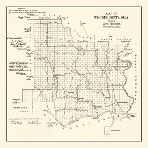 Vintage Map of Wagoner County, Oklahoma 1915