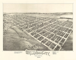 Vintage Map of Oklahoma City, Oklahoma 1890