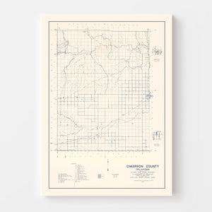 Vintage Map of Cimarron County, Oklahoma 1936