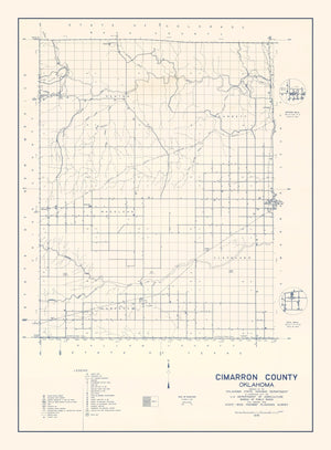 Vintage Map of Cimarron County, Oklahoma 1936