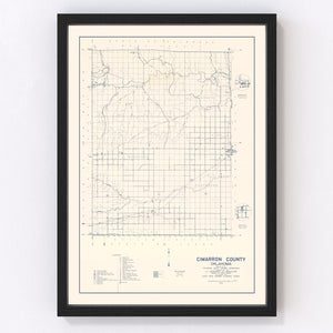 Vintage Map of Cimarron County, Oklahoma 1936