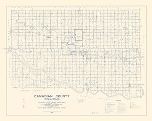 Vintage Map of Canadian County, Oklahoma 1936