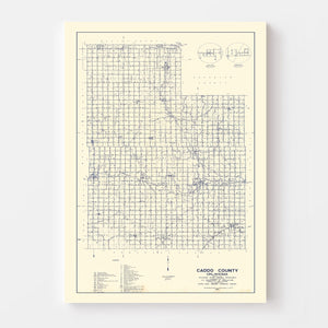 Vintage Map of Caddo County, Oklahoma 1936