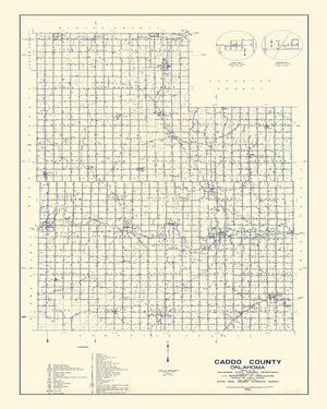 Vintage Map of Caddo County, Oklahoma 1936