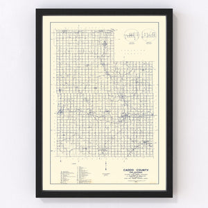 Vintage Map of Caddo County, Oklahoma 1936