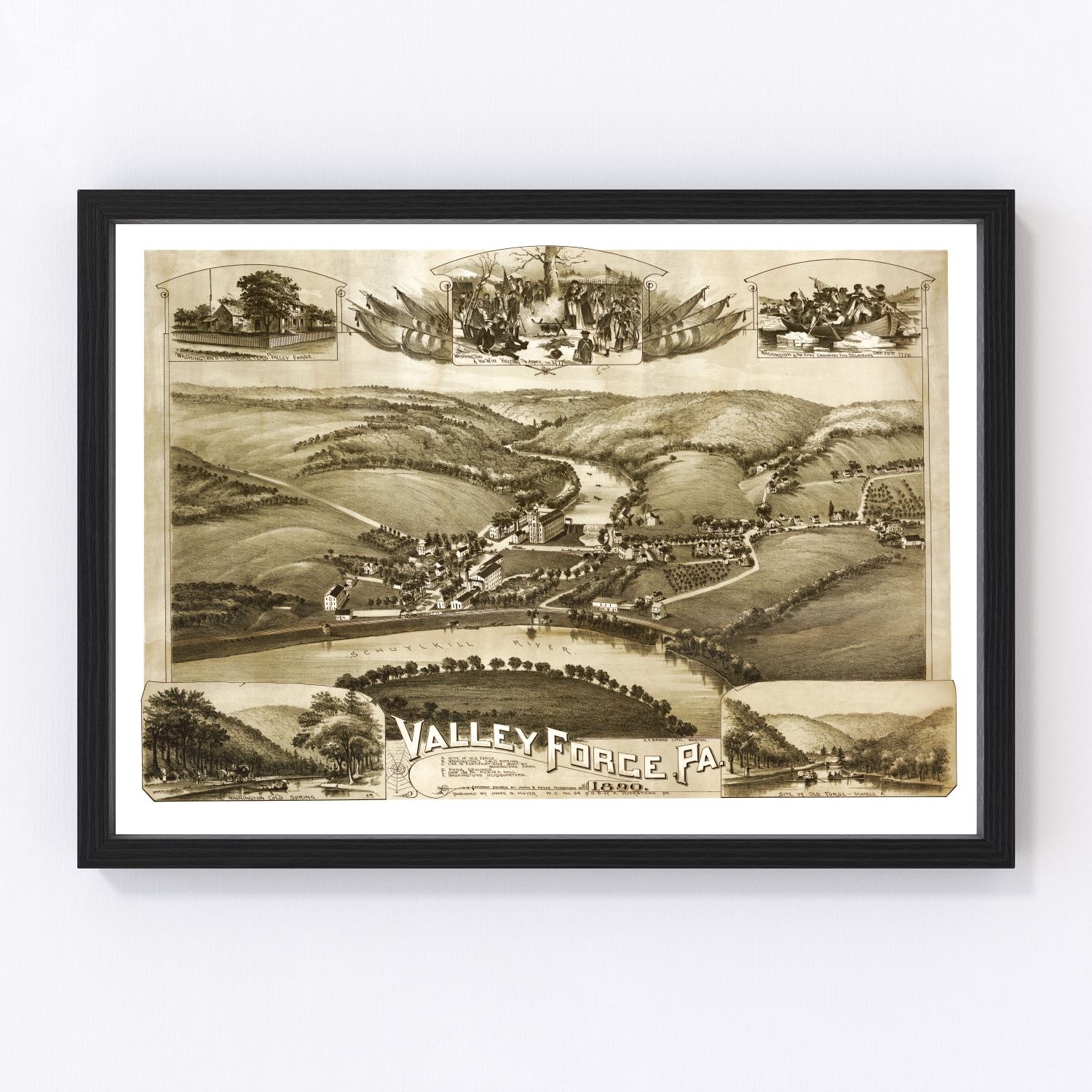 Vintage Map of Valley Forge, Pennsylvania 1890