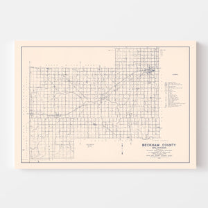 Vintage Map of Beckham County, Oklahoma 1936