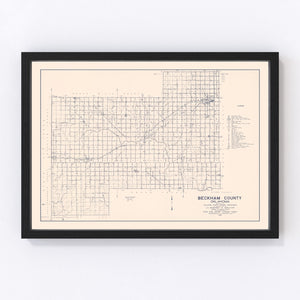 Vintage Map of Beckham County, Oklahoma 1936