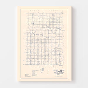 Vintage Map of Beaver County, Oklahoma 1936